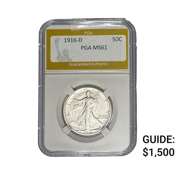 1916-D Walking Liberty Half Dollar PGA MS61