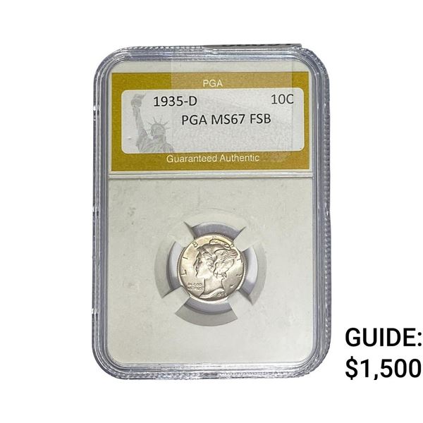 1935-D Mercury Silver Dime PGA MS67 FSB