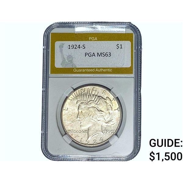 1924-S Silver Peace Dollar PGA MS63