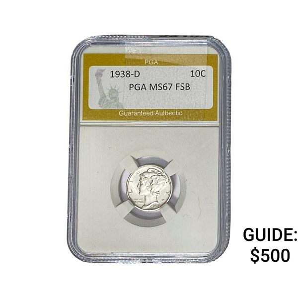 1938-D Mercury Silver Dime PGA MS67 FSB