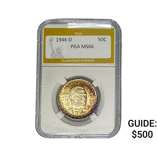1946-D Booker T Half Dollar PGA MS66