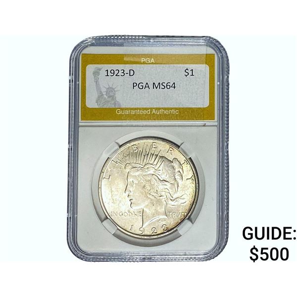 1923-D Silver Peace Dollar PGA MS64