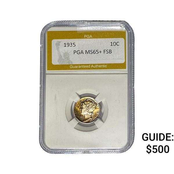 1935 Mercury Silver Dime PGA MS65+ FSB
