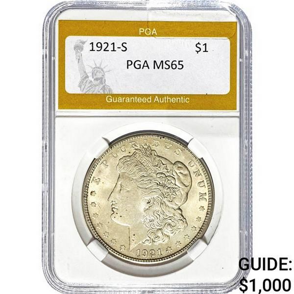1921-S Morgan Silver Dollar PGA MS65