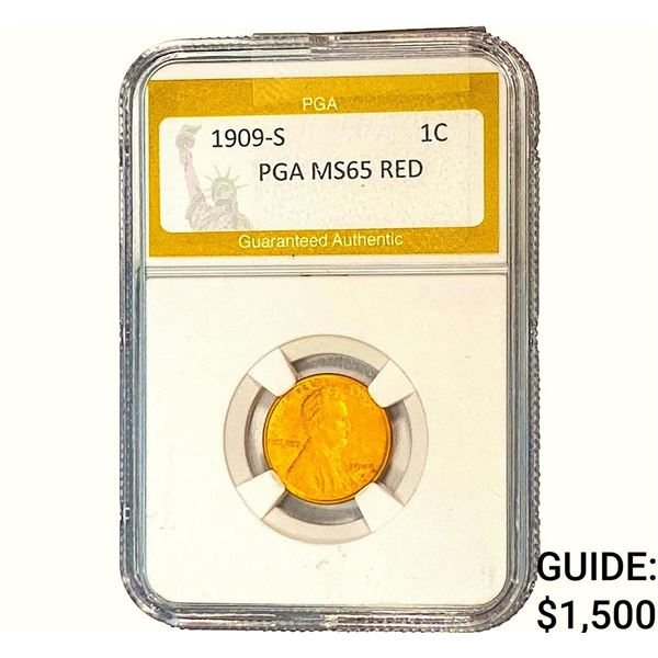 1909-S Wheat Cent PGA MS65 RED