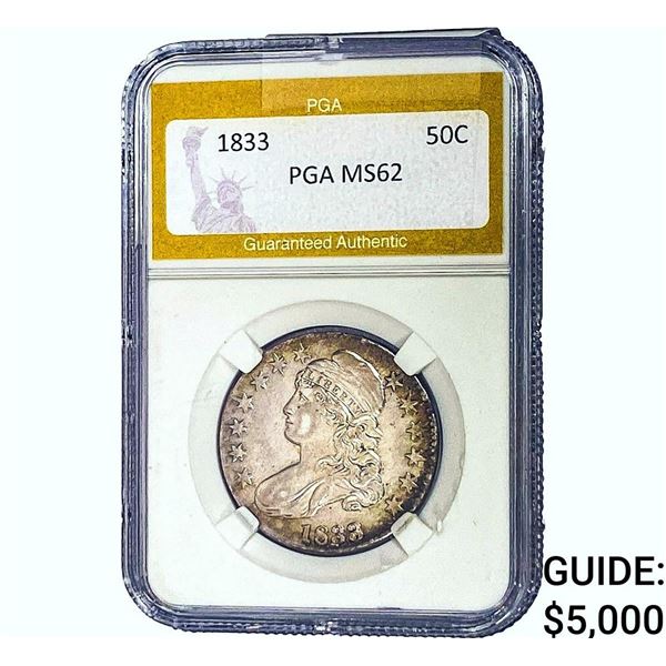 1833 Capped Bust Half Dollar PGA MS62