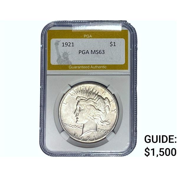 1921 Silver Peace Dollar PGA MS63