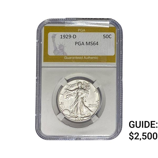 1929-D Walking Liberty Half Dollar PGA MS64