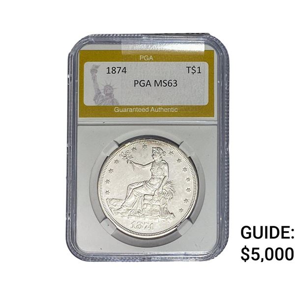 1874 Silver Trade Dollar PGA MS63