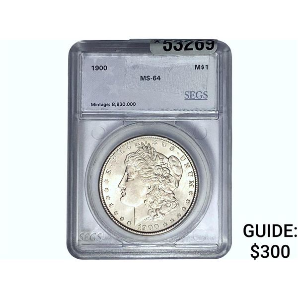1900 Morgan Silver Dollar SEGS MS64