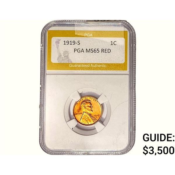 1919-S Wheat Cent PGA MS65 RED