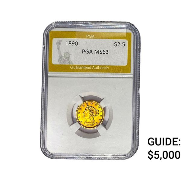 1890 $2.50 Gold Quarter Eagle PGA MS63