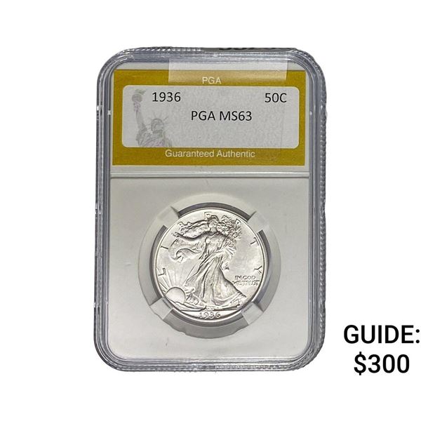 1936 Walking Liberty Half Dollar PGA MS63