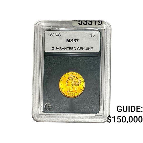 1886-S $5 Gold Half Eagle GG MS67