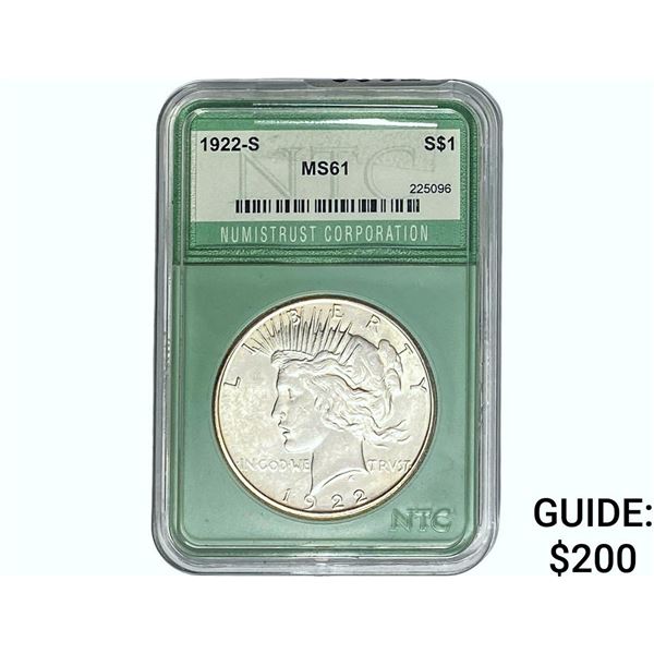 1922-S Silver Peace Dollar NTC MS61
