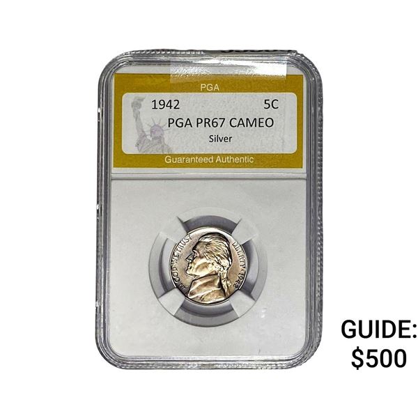 1942 Jefferson Nickel PGA PR67 CAMEO