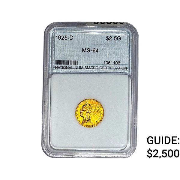 1925-D $2.50 Gold Quarter Eagle NNC MS64