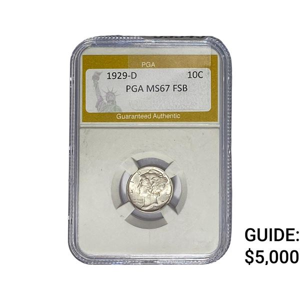 1929-D Mercury Silver Dime PGA MS67 FSB