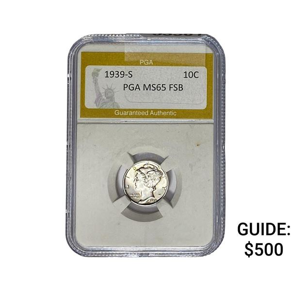 1939-S Mercury Silver Dime PGA MS65 FSB