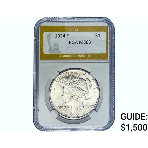 1924-S Silver Peace Dollar PGA MS63
