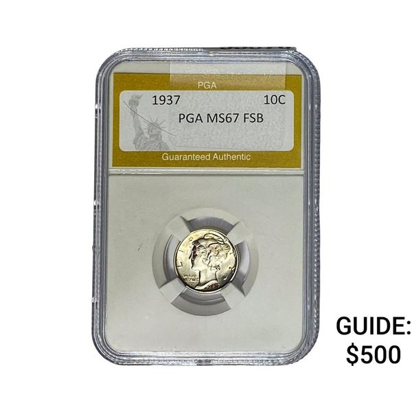 1937 Mercury Silver Dime PGA MS67 FSB