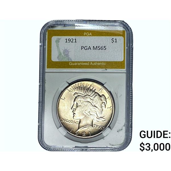 1921 Silver Peace Dollar PGA MS65
