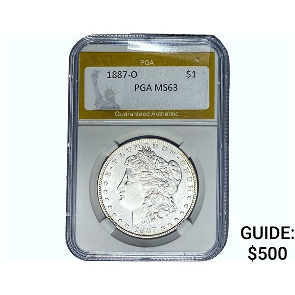 1887-O Morgan Silver Dollar PGA MS63