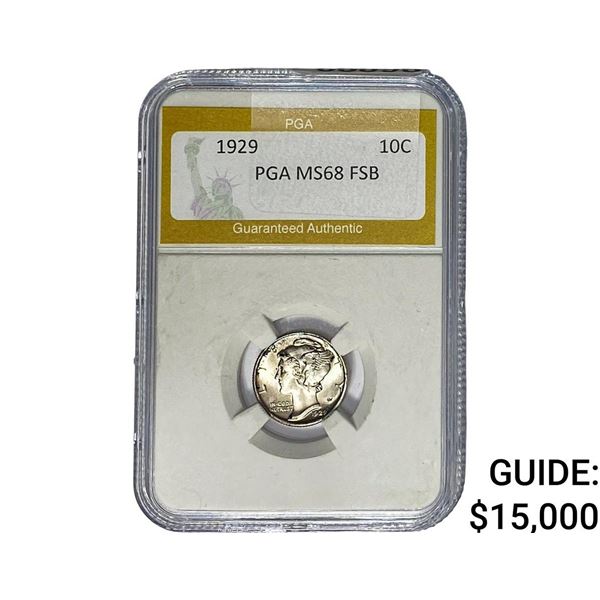 1929 Mercury Silver Dime PGA MS68 FSB