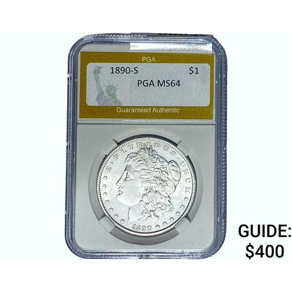 1890-S Morgan Silver Dollar PGA MS64