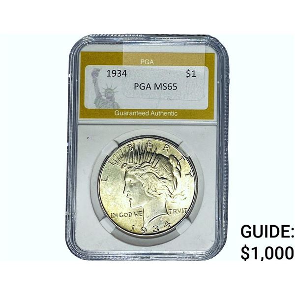1934 Silver Peace Dollar PGA MS65