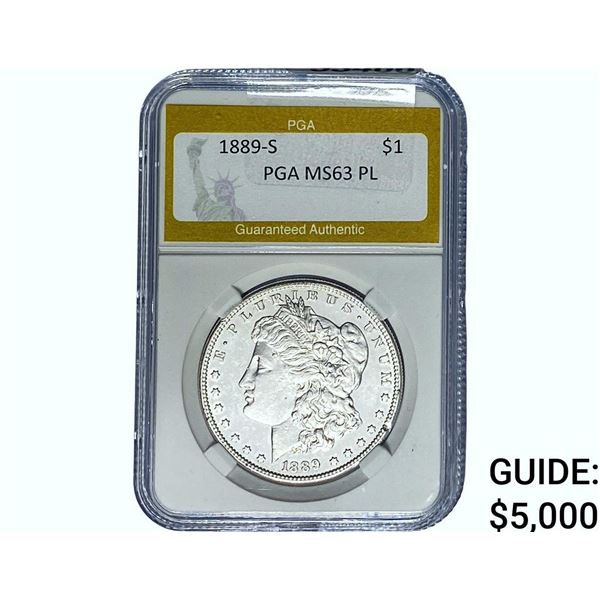 1889-S Morgan Silver Dollar PGA MS63 PL