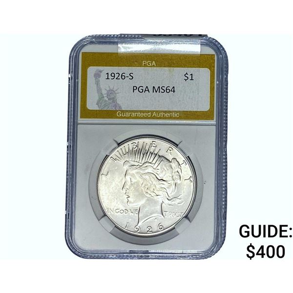 1926-S Silver Peace Dollar PGA MS64