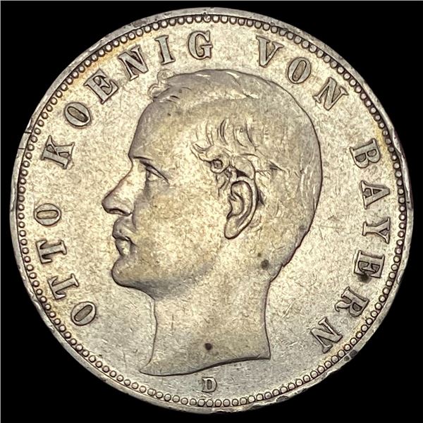 1900-D Germany Silver 5 Reichsmark NEARLY UNCIRCULATED