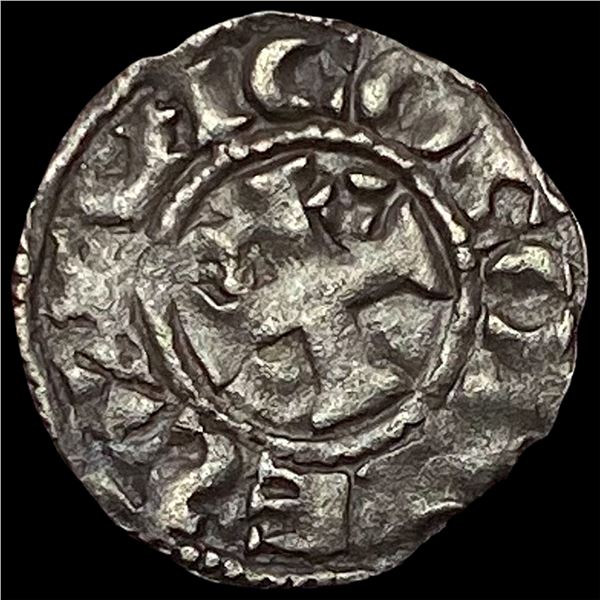 1100's Crusades France Anjou Silver Denier NEARLY UNCIRCULATED