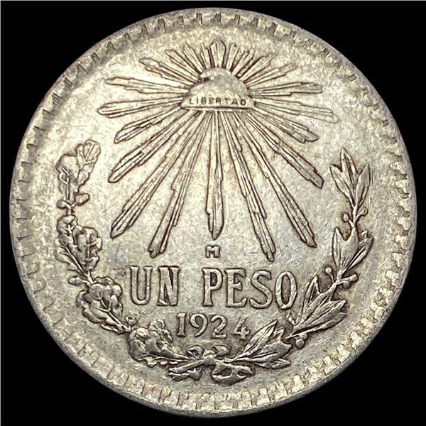 1924-M Mexico Silver Peso CHOICE AU