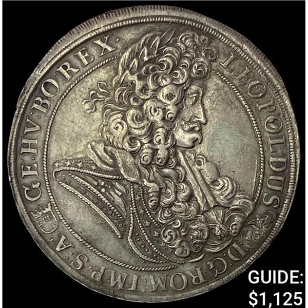 1698-KB Hungary Silver Taler Leopold I CHOICE AU