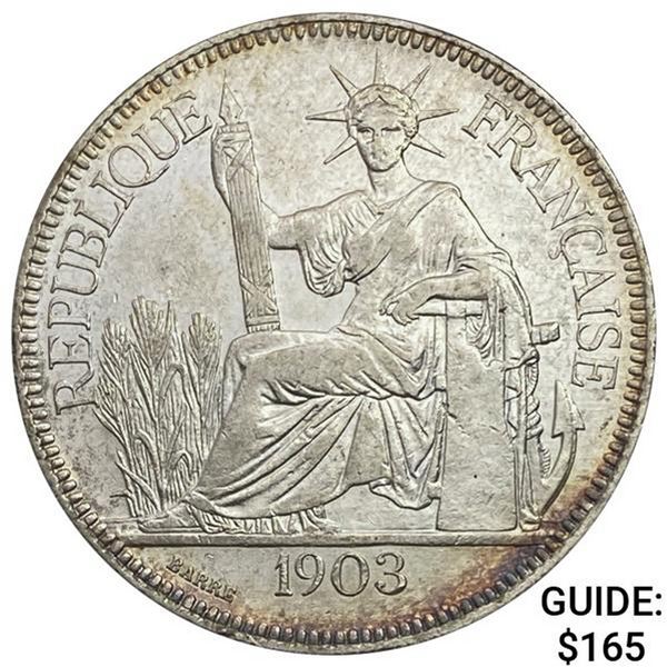 1903-A French Indochina Silver Piastre CLOSELY UNCIRCULATED