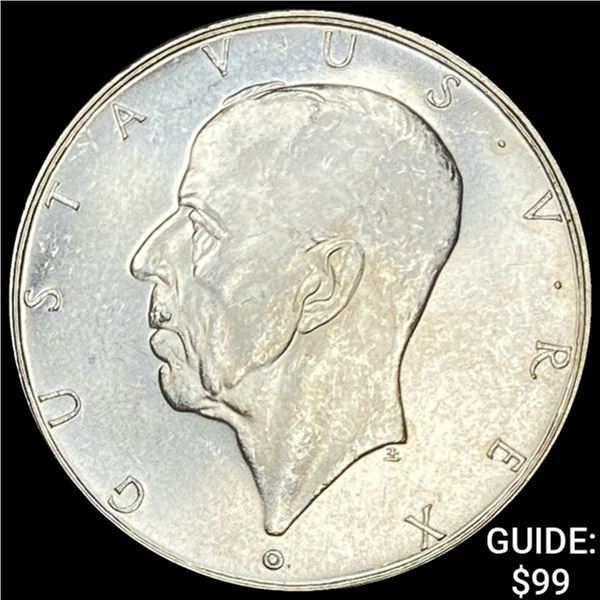 1938 Sweden Silver 2 Kroner UNCIRCULATED