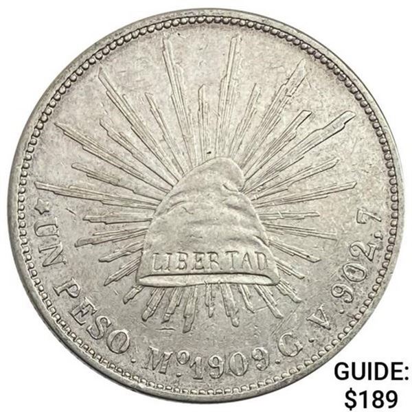 1909Mo GV Mexico Silver Peso CHOICE AU