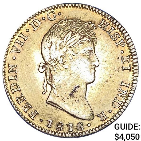 1818 JJ Mexico .3807oz Gold 4 Escudos Ferdinand VII CLOSELY UNCIRCULATED