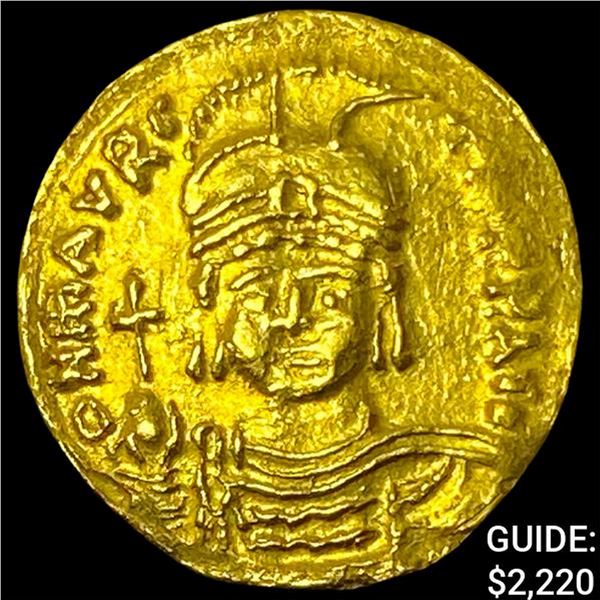 [582-602] AD Byzantine Maurice tiberius Gold Solidus CHOICE AU