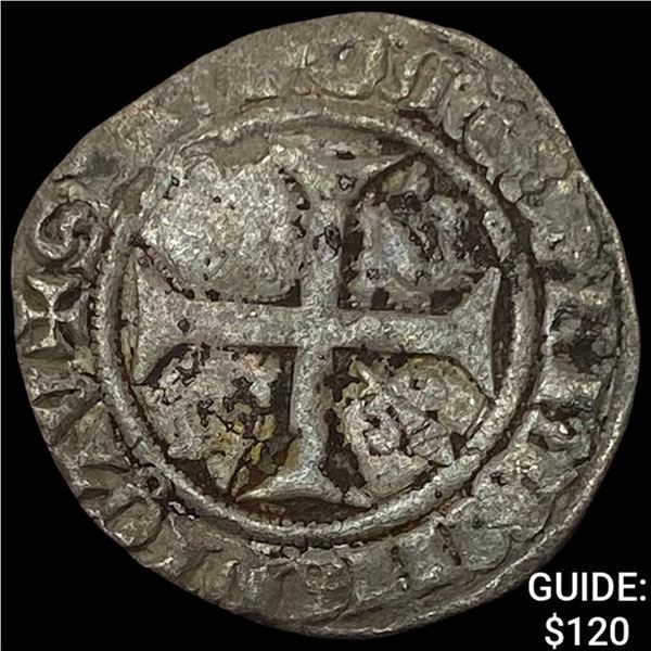 [1380-1422] France Charles VI Silver Blanc ABOUT UNCIRCULATED