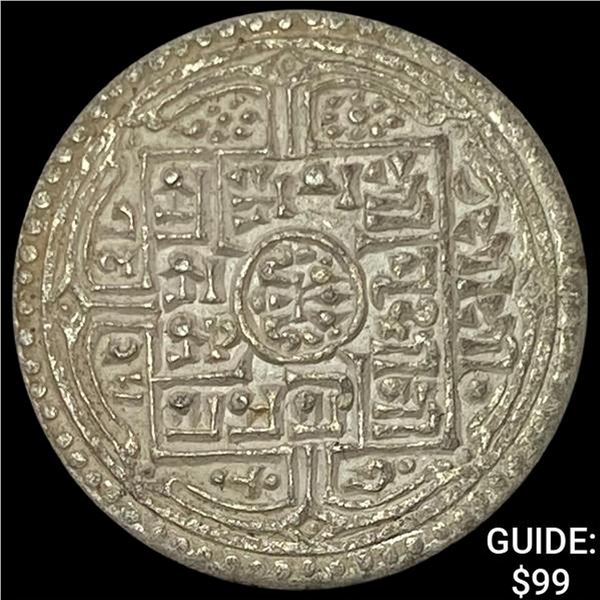 [1881-1911] Nepal Silver 1 Mohar NEARLY UNCIRCULATED
