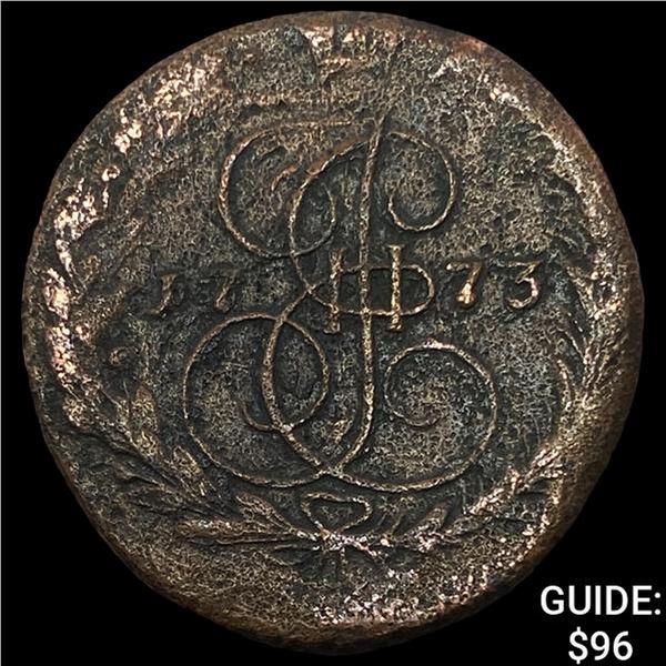 1773 Russia Copper 5 Kopeks NEARLY UNCIRCULATED