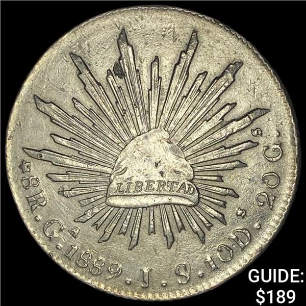 1889Ga DS Mexico Silver 8 Reales Cap & Ray CHOICE AU