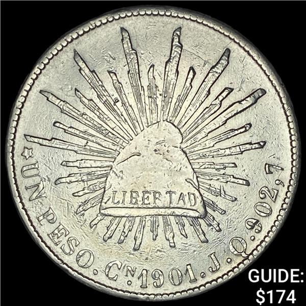 1901Cn JQ Mexico Silver Peso CHOICE AU