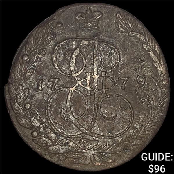 1779 Russia Copper 5 Kopeks CHOICE AU