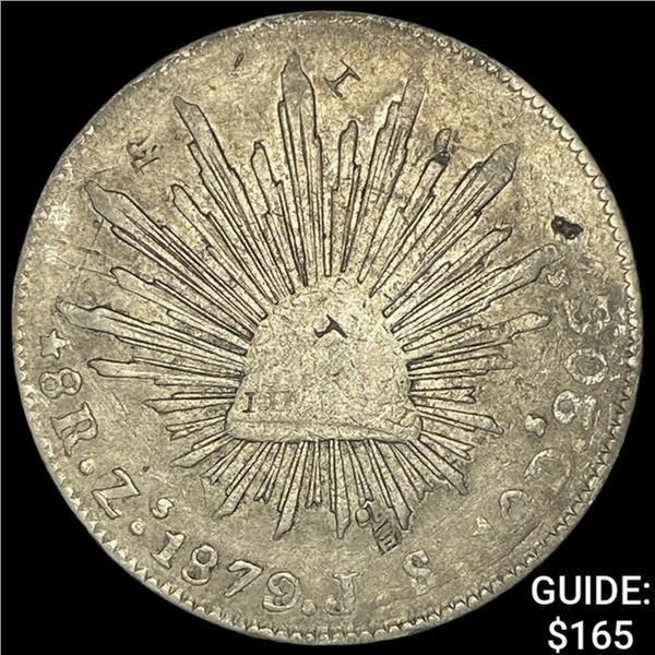 1879Zs JS Mexico Silver 8 Reales Chopmarked NEARLY UNCIRCULATED