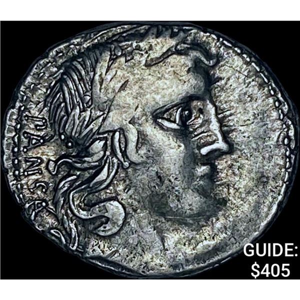 90 BC Roman C Vibius Cf Pansa Silver Denarius CHOICE AU