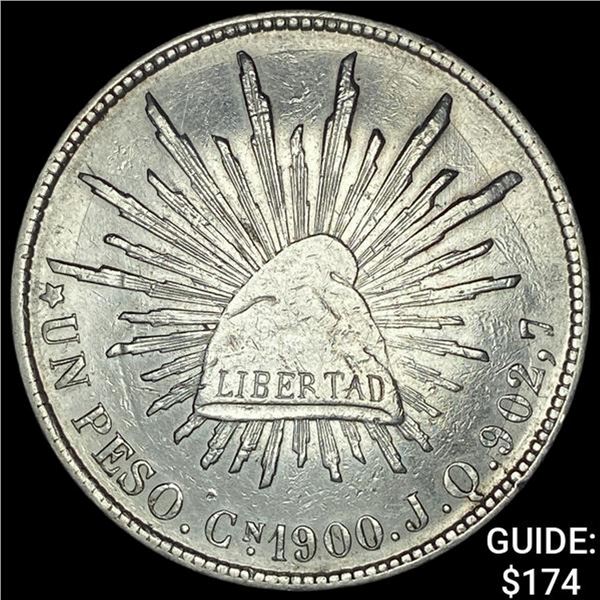 1900Cn JQ Mexico Silver Peso CHOICE AU